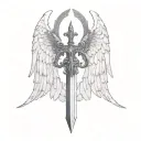 st michael sword one angel wing tattoo design idea