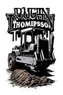 "R.I.P. Dougin Thompson" bulldozer blade pushing dirt tattoo design idea