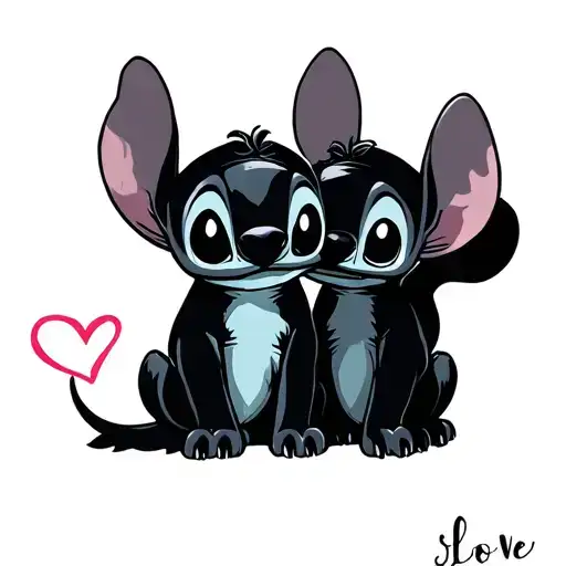 Stitch in love tattoo design idea