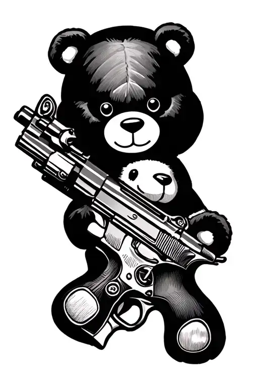 Guns and teddy bears tattoo design idea