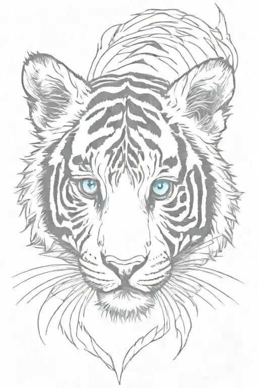 tiger cub with blue eyes looking tattoo design idea
