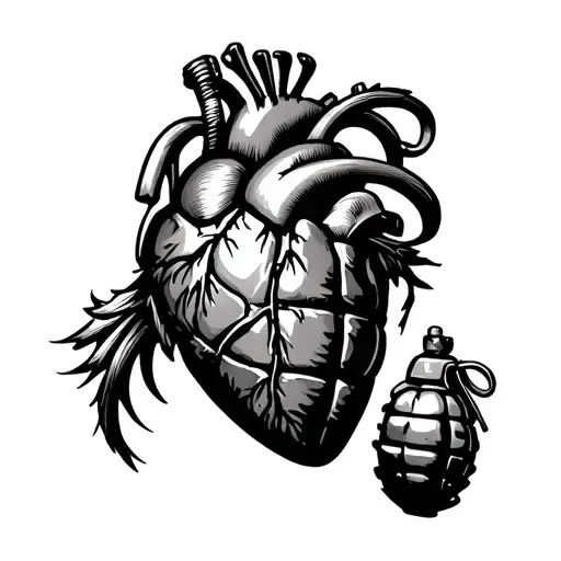 heart with grenade old school tattoo tattoo design idea