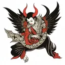 red vampiric angel ascending tattoo design idea