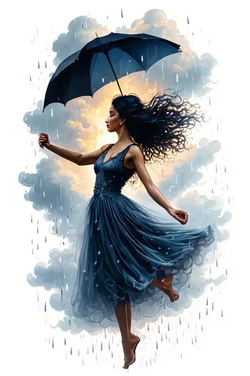 dancing in the rain Strom clouds tattoo design idea