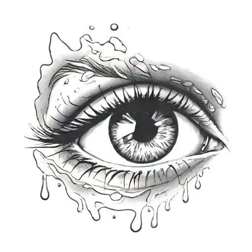 crying eye looking up tattoo design idea