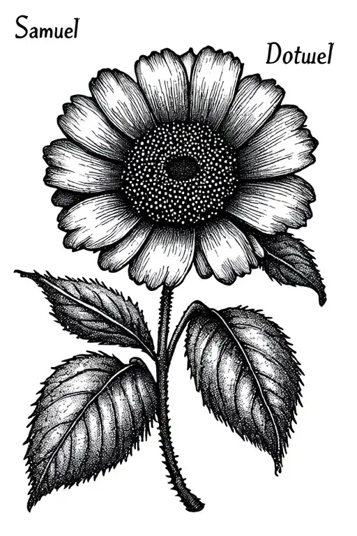 flower with first name samuel tattoo design idea