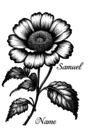 flower with first name samuel tattoo design idea