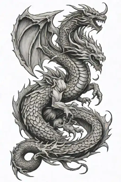 dragon mountain Aries zodiac sign tattoo design idea