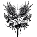 His Mercy is Everlasting! in text tattoo design idea