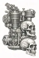 Hemi V8 engine and skulls tattoo design idea