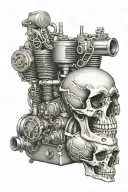 Hemi V8 engine and skulls tattoo design idea
