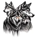 5 wolves in a pack tattoo design idea