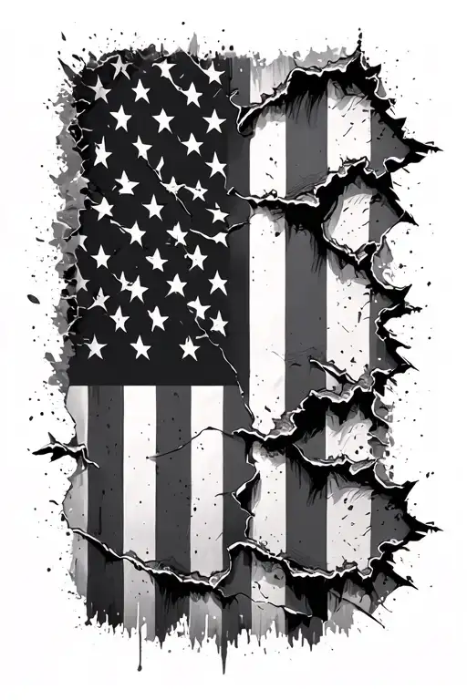 torn and tattered American flag tattoo design idea
