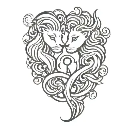 Leo and Aquarius sign incorporated girly  tattoo design idea