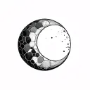 minimalistic moon builded with hexagons tattoo design idea