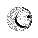 minimalistic moon builded with hexagons tattoo design idea
