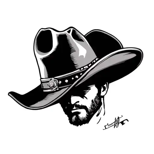 red dead redemption 2 cowboy tilting hat tattoo design idea