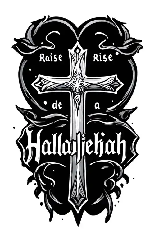 "Raise a Hallelujah " Sideways thin cross tattoo tattoo design idea
