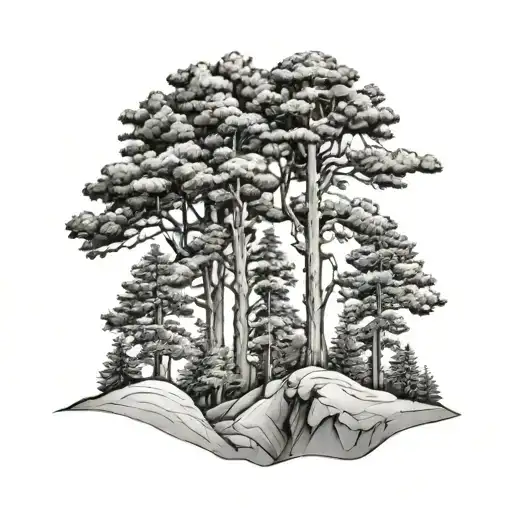 nugget butte, oregon trees from bottom half tattoo design idea