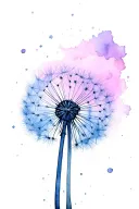 dandelion flower transforming thru life cycle in cresent moon orientation watercolor tattoo design idea