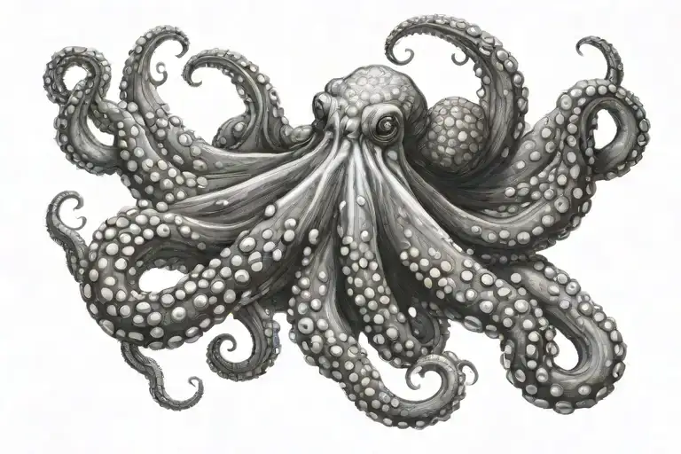 octopus wrapping its tentacles emerging tattoo design idea