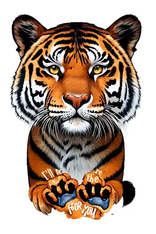 Line "I'll be there for you" and a cute tiger paw at the end  tattoo design idea