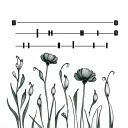the following morse code -.-- --- ..- .----. .-.. .-.. -... . .. -. -- -.-- .... . .- . with carnations and snowdrops tattoo design idea