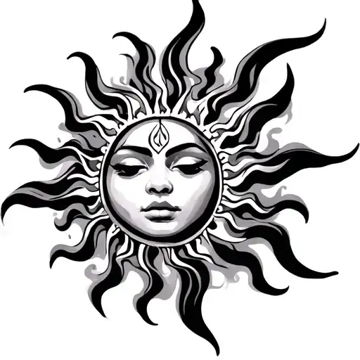tribal sun tatto coverup tattoo design idea