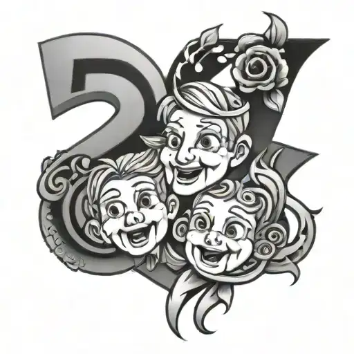 family and number 5 tattoo design idea