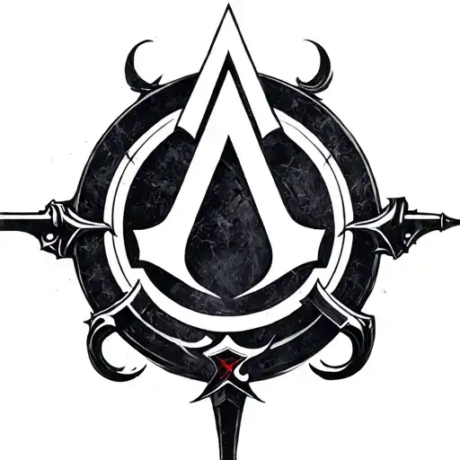 Assassin's creed-logo Resident evil 4 logo incorporated into the design tattoo design idea