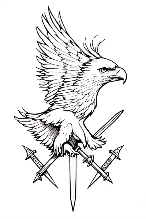Eagle and swords tattoo design idea