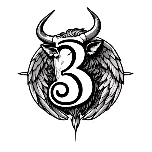 my zodiac sign is Taurus and angel number 3 tattoo design idea