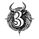 my zodiac sign is Taurus and angel number 3 tattoo design idea