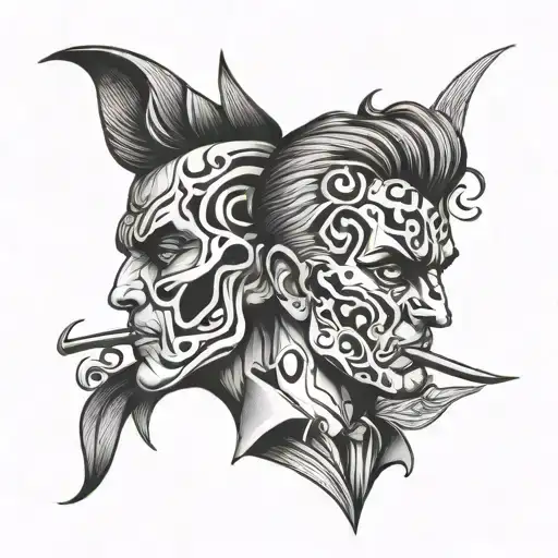 Gemini Two Face tattoo design idea