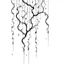 Cyber sigilism vines dangling down tattoo design idea