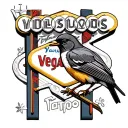 Vegas sign and a robin tattoo design idea