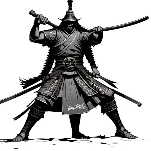 samurai warrior standing tattoo design idea