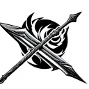 A Single Long Spear: Running perfectly vertical, maintaining a clean and structured look. The spear represents strength, tattoo design idea