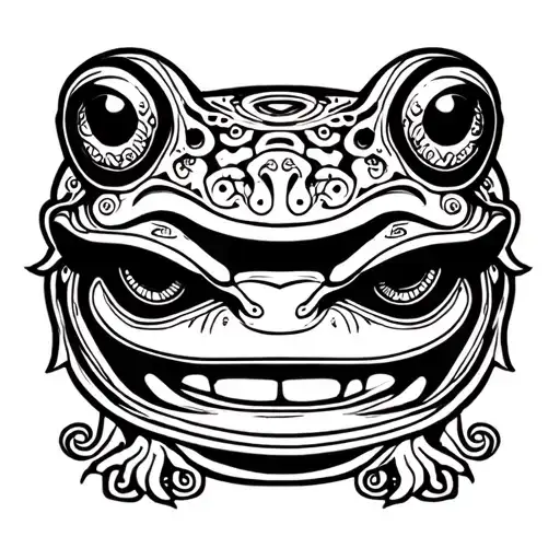 frog japanese oni mask tattoo design idea