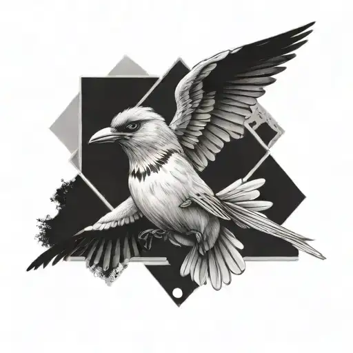 birds and eminem album cover tattoo design idea