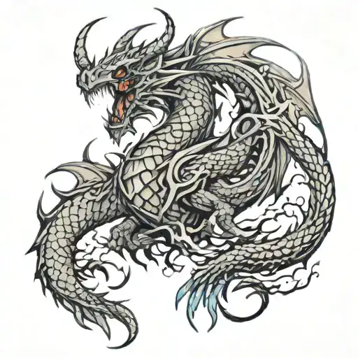 Demonic Dragon Rising tattoo design idea