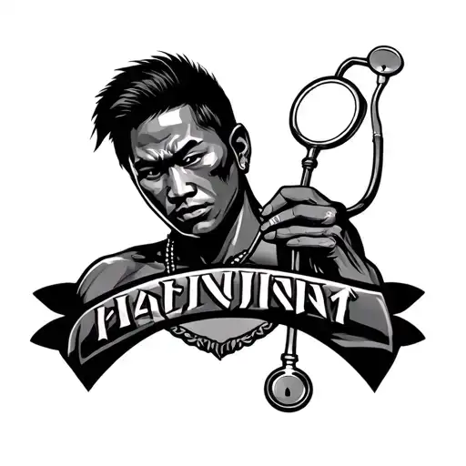 Filipino Warrior holding stethoscope tattoo design idea