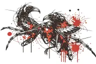 mantis with crow  tattoo design idea