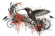 mantis with crow  tattoo design idea