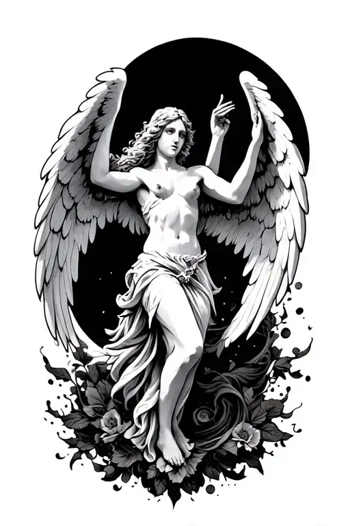 falling angel tattoo design idea
