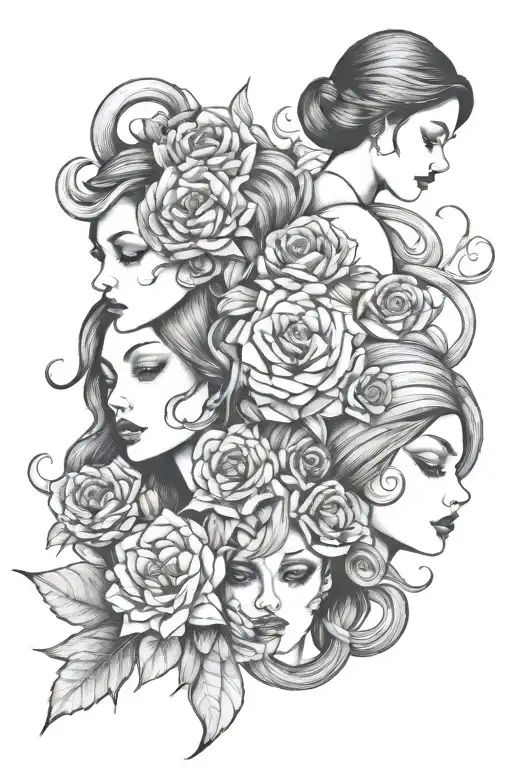 3 daughters minimalist tattoo design idea