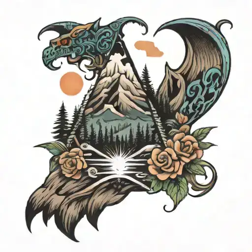 Spanish traditional mountain tatoo inspired tattoo design idea