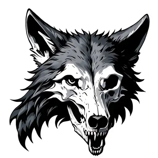 wolf skull tattoo design idea
