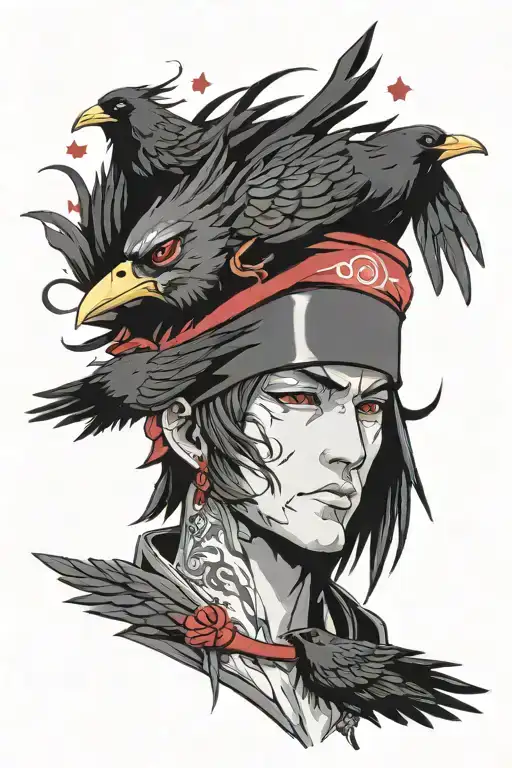 akatsuki headband and crows tattoo design idea