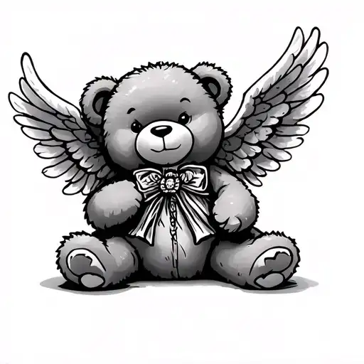 angel teddy bear tattoo design idea
